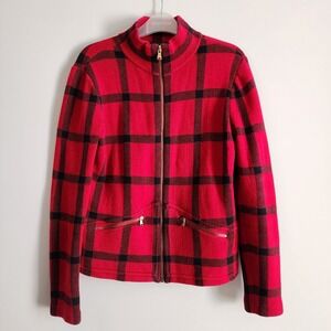Lauren Ralph Lauren Jacket Womens Small Plaid Red Black‎ Christmas Classic Knit